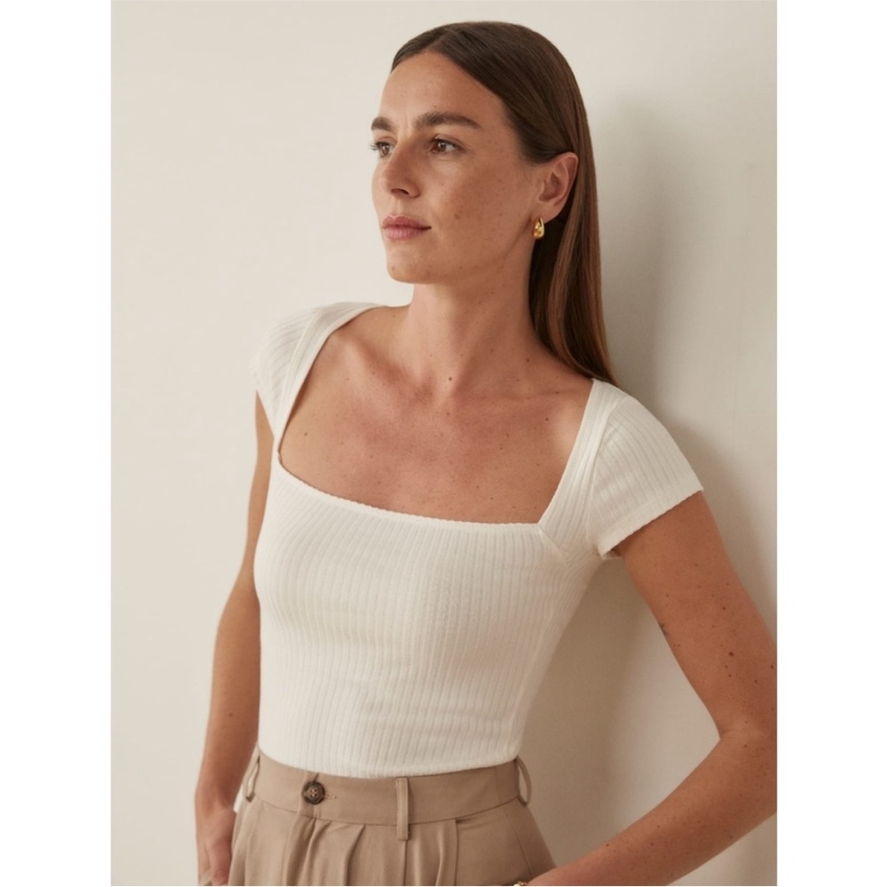 NWOT Reformation Bardot Ribbed Knit Top